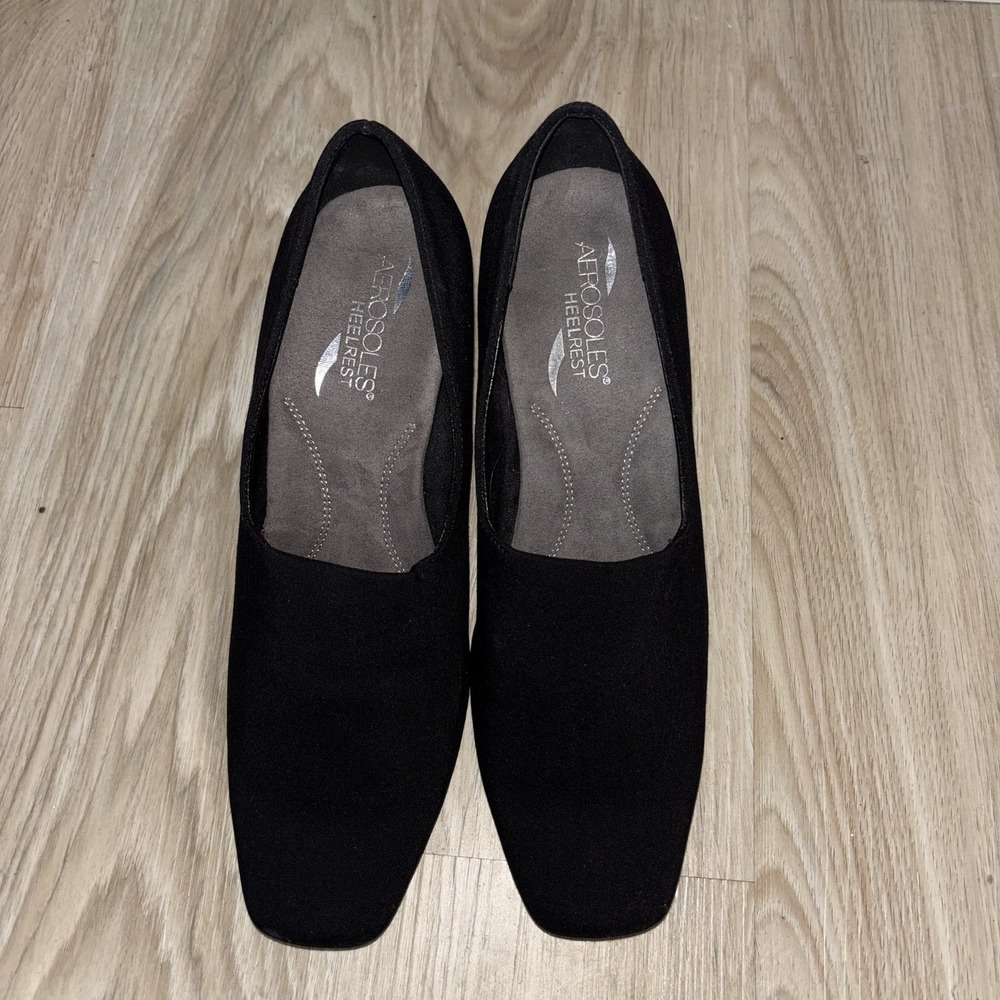 Aerosoles Black Square Toe Block Heel Pumps Slip On Work Career Shoes 9 - Picture 6 of 6